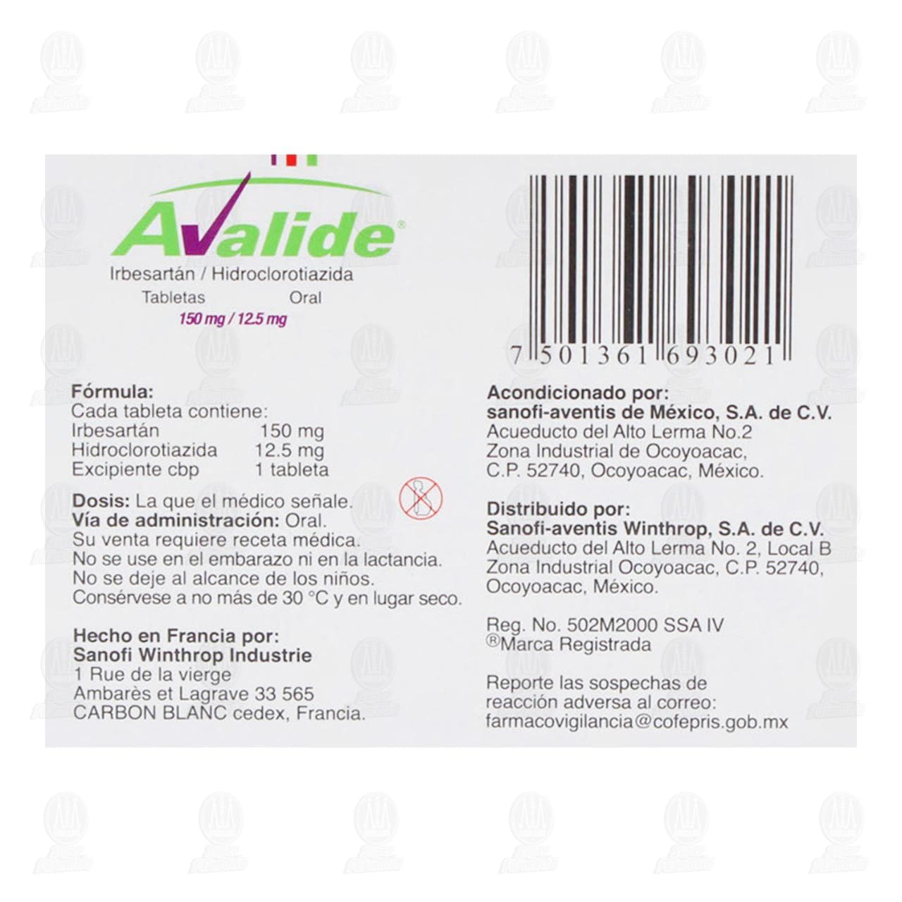 Avalide 150mg/12.5mg, 28 Tabletas. image number 2