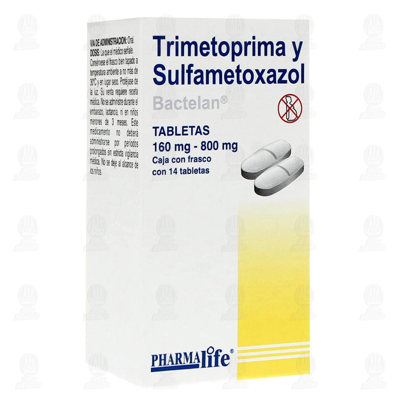 Trimetoprima y Sulfametoxazol 160mg/800mg, 14 Tabletas Pharmalife. image number 0