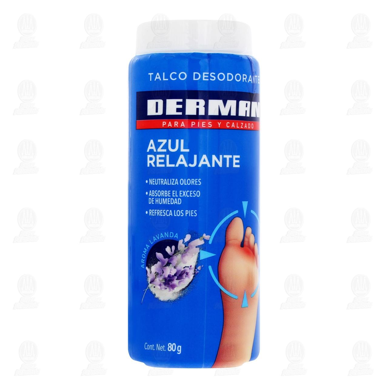 Talco Desodorante Derman Azul Relajante Aroma Lavanda, 80 gr. image number 0