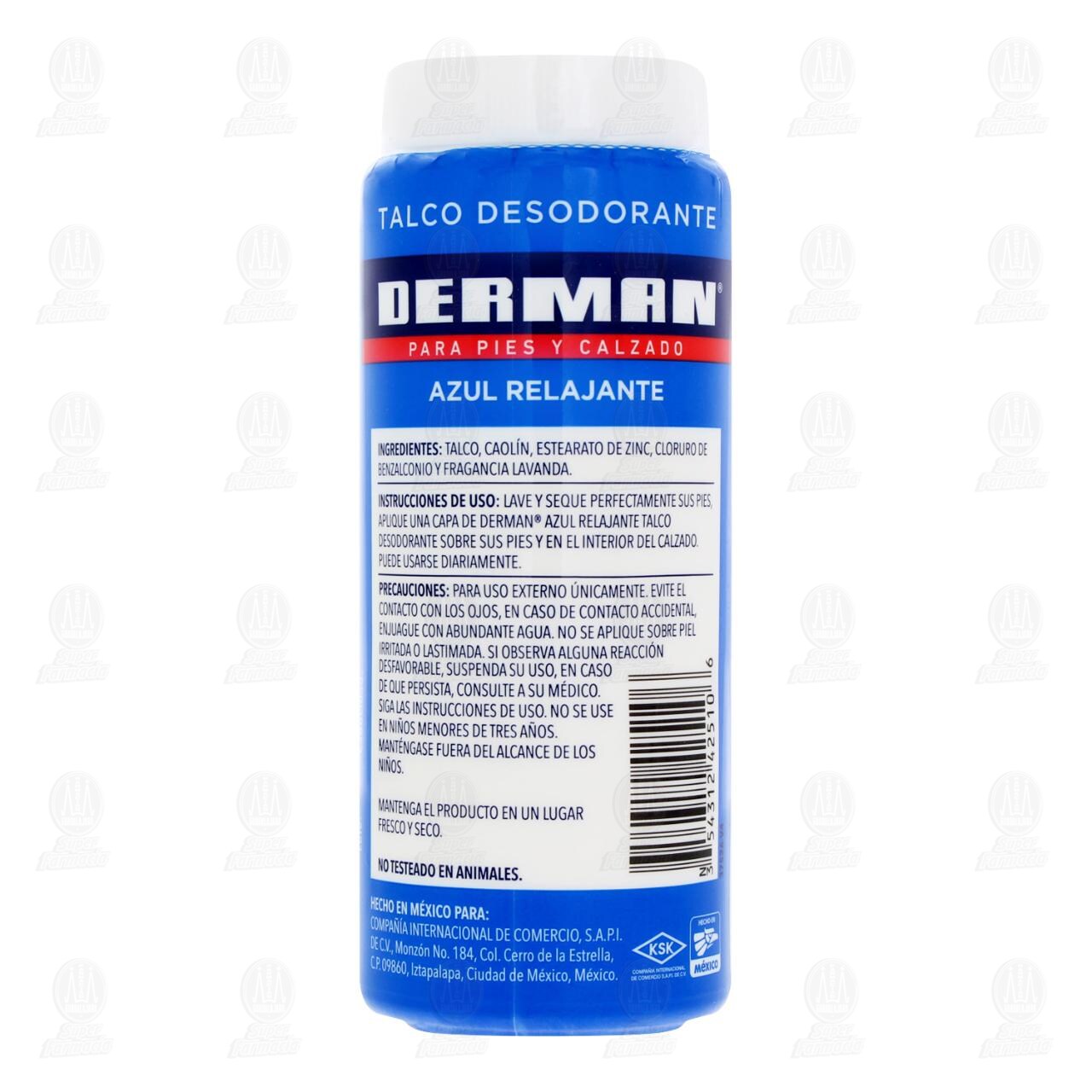 Talco Desodorante Derman Azul Relajante Aroma Lavanda, 80 gr. image number 2