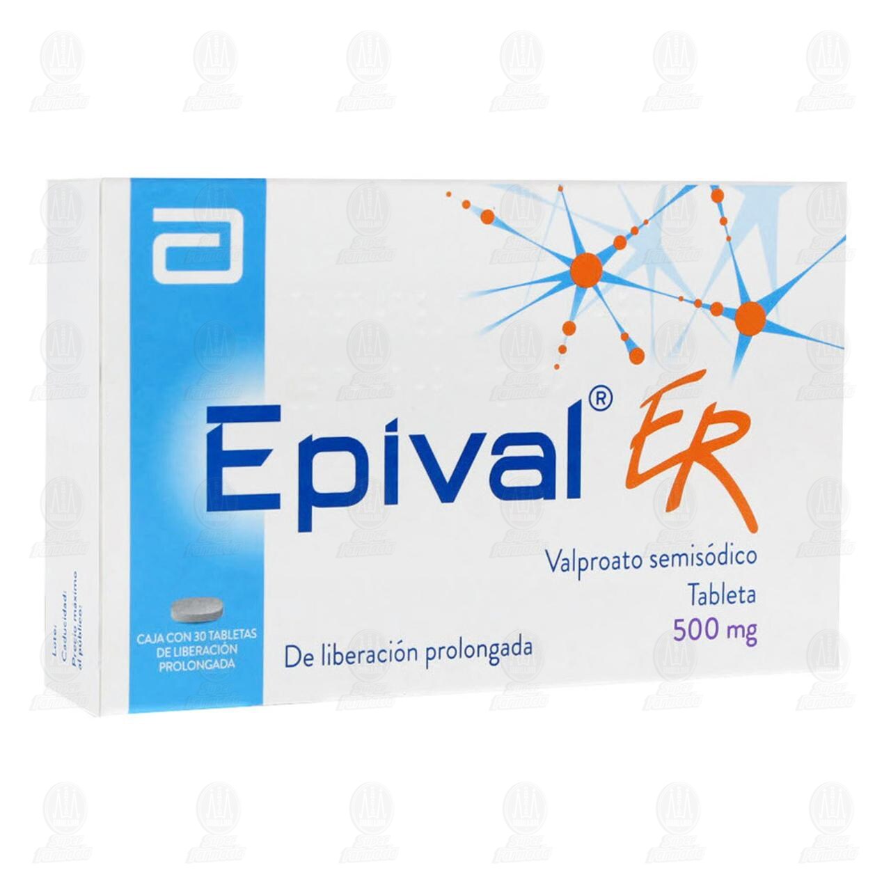 Epival ER 500 mg, 30 Tabletas.