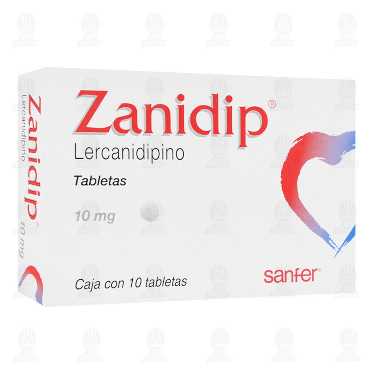 Zanidip 10 mg, 10 Tabletas. image number 0