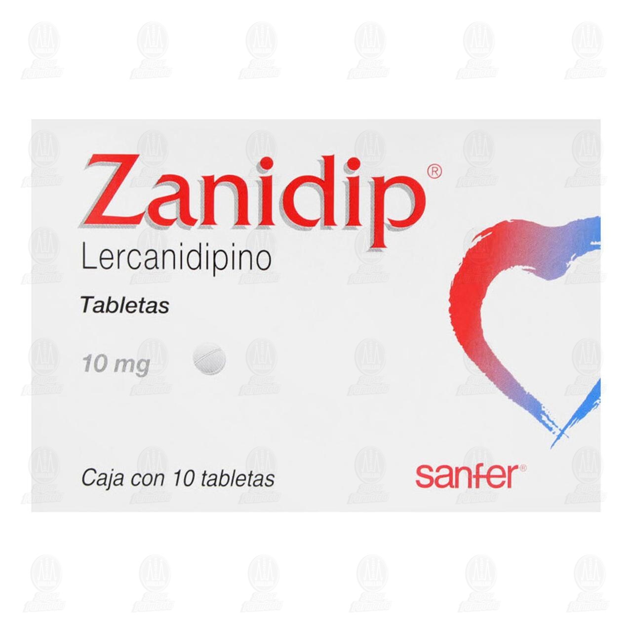 Zanidip 10 mg, 10 Tabletas. image number 1