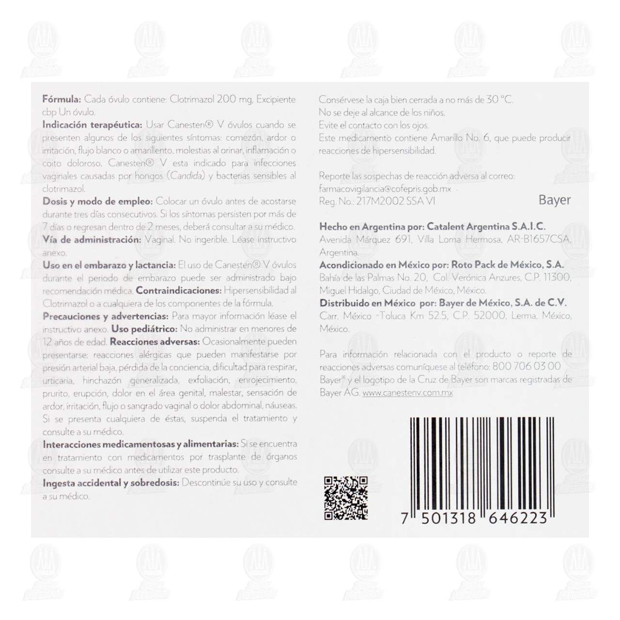 Canesten V 200 mg 3 D&iacute;as, 3 &Oacute;vulos. image number 2
