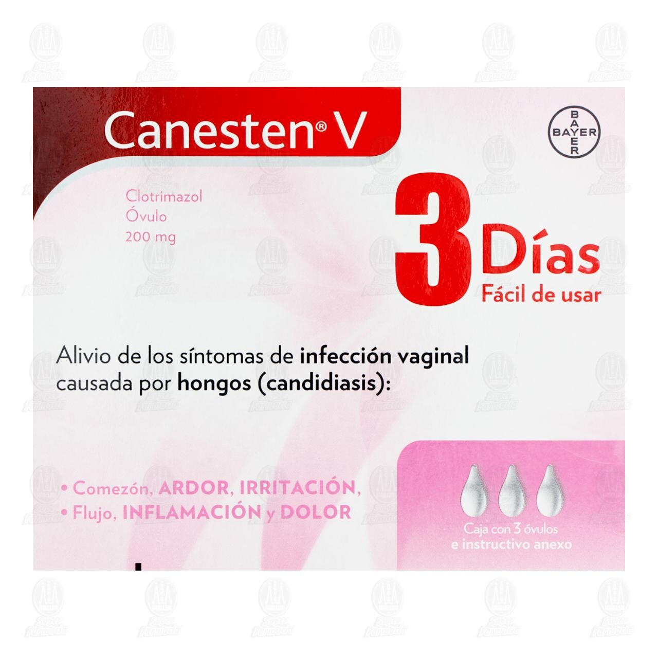 Canesten V 200 mg 3 D&iacute;as, 3 &Oacute;vulos. image number 1