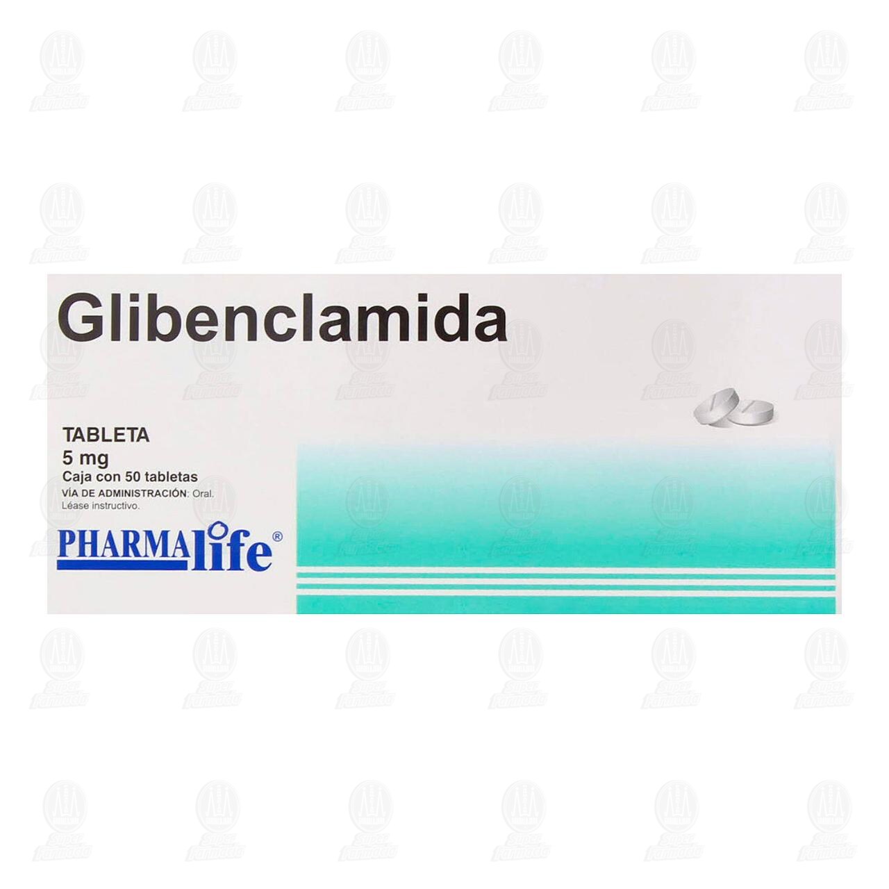Glibenclamida 5 mg, 50 Tabletas Pharmalife. image number 1