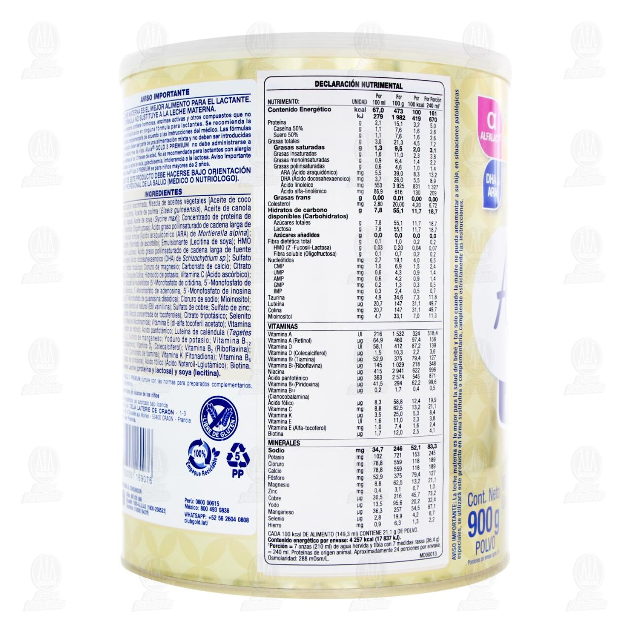 Fórmula Infantil Alula Gold Premium Etapa 3, 900 gr. image number 2