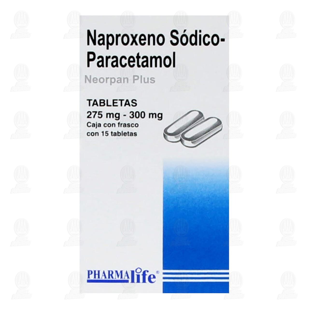 Naproxeno S&oacute;dico-Paracetamol 275mg/300mg, 15 Tabletas Pharmalife. image number 1