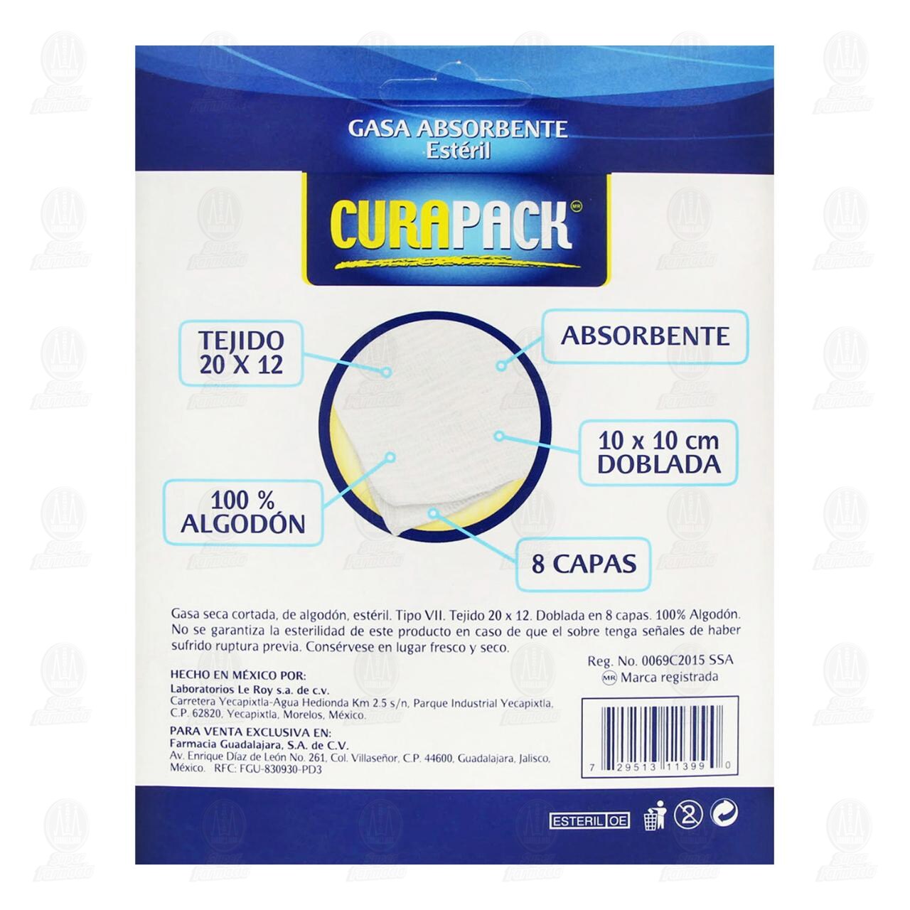 Gasa Absorbente Curapack 10cm x 10cm, 10 pzas. image number 2