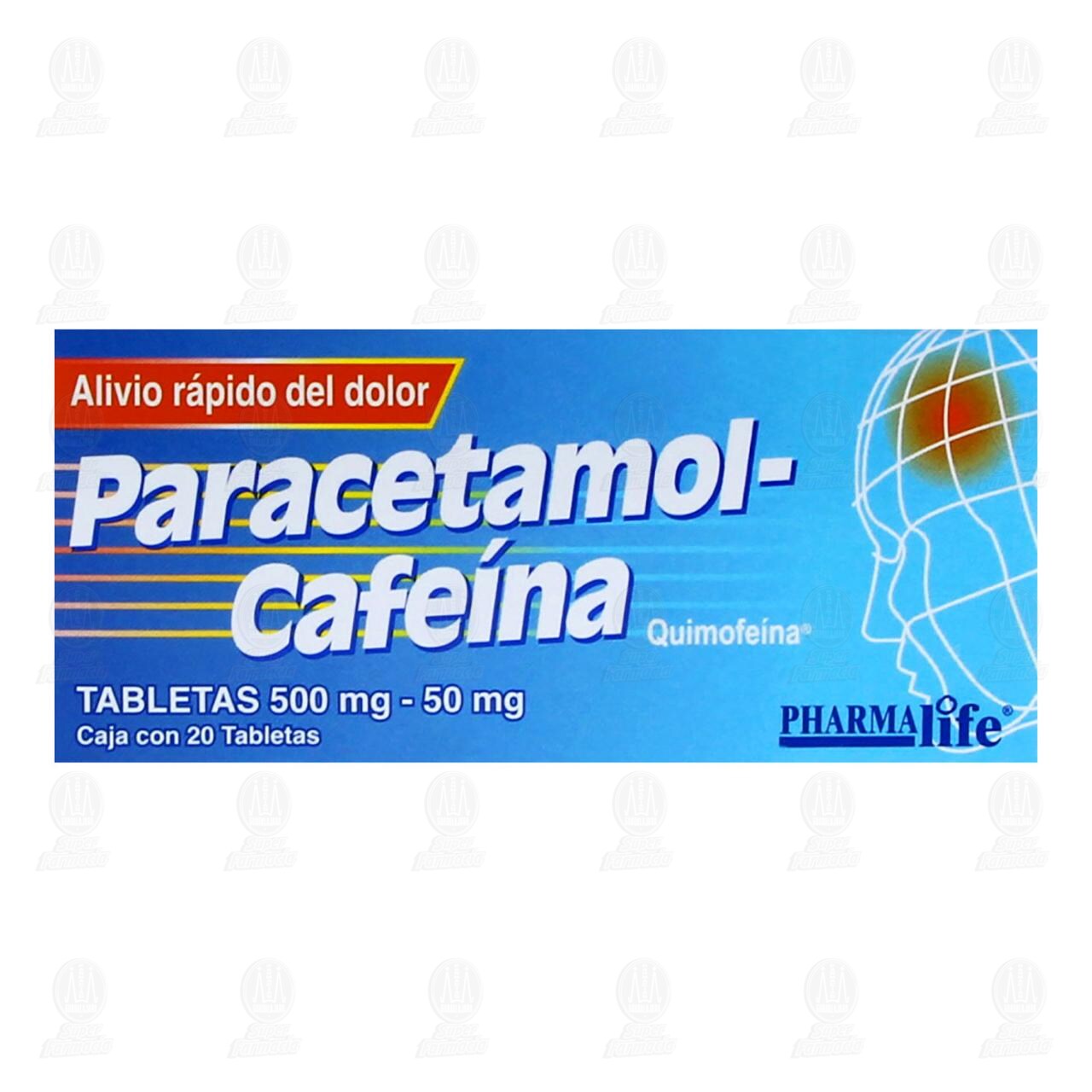 Paracetamol-Cafeína 500mg/50mg, 20 Tabletas Pharmalife. image number 1