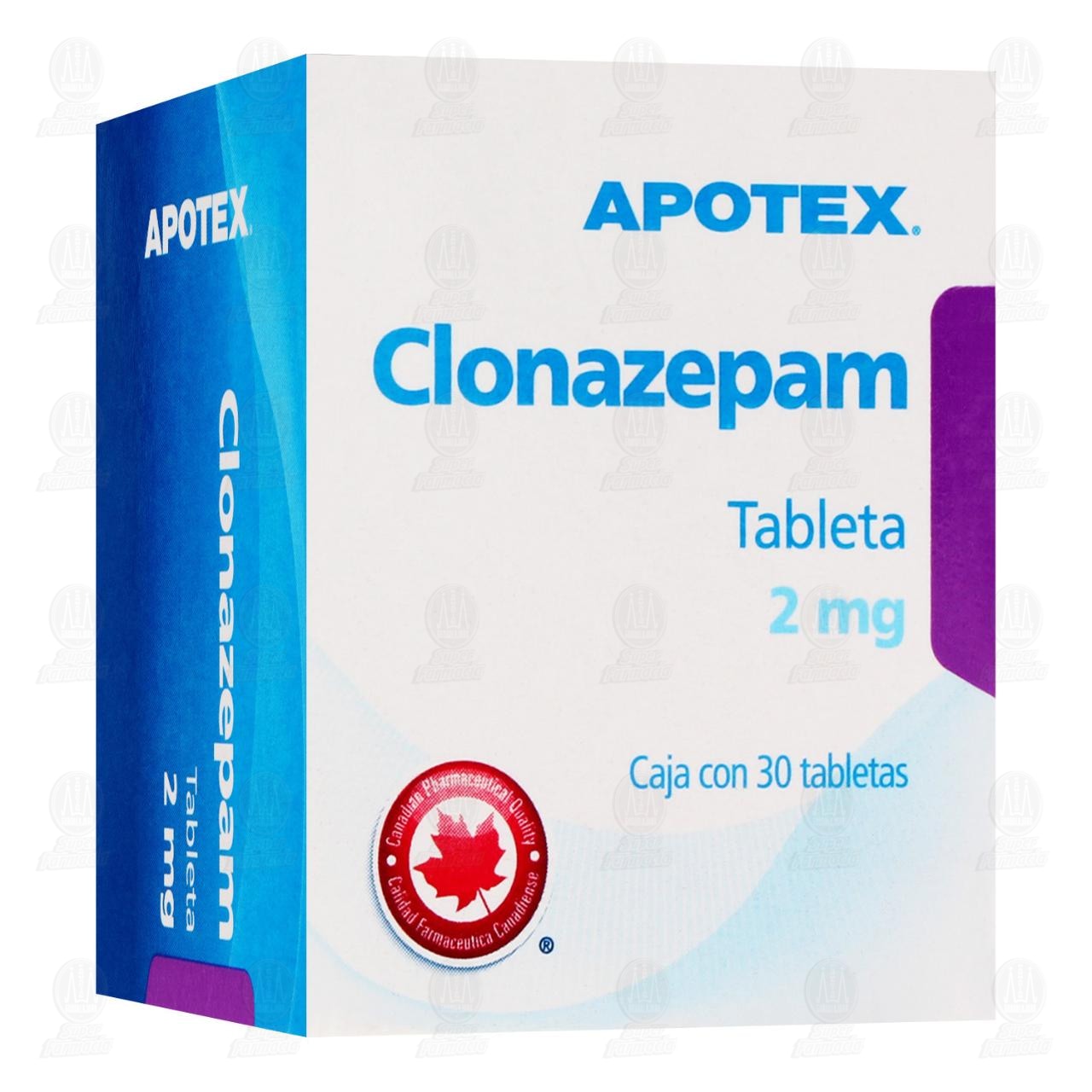 Clonazepam 2 mg, 30 Tabletas. image number 0