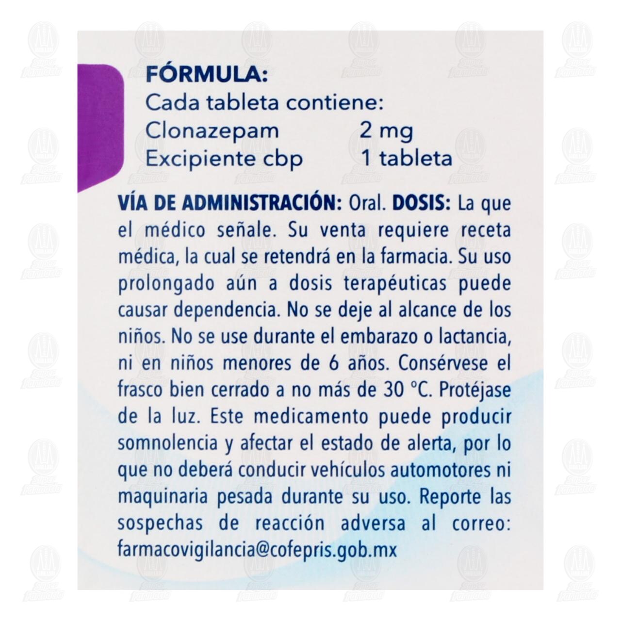 Clonazepam 2 mg, 30 Tabletas. image number 2