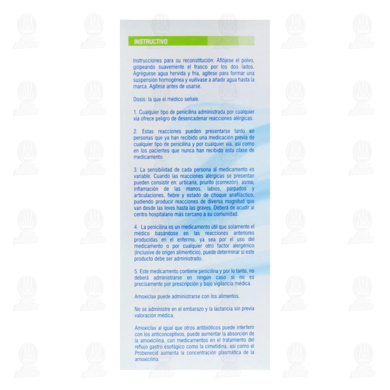 Amoxiclav 125mg/31.25mg/5ml, Suspensi&oacute;n Pedi&aacute;trica 60 ml. image number 3