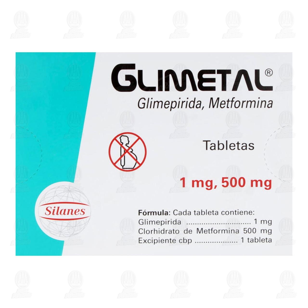 Glimetal 1mg/500mg, 32 Tabletas. image number 2