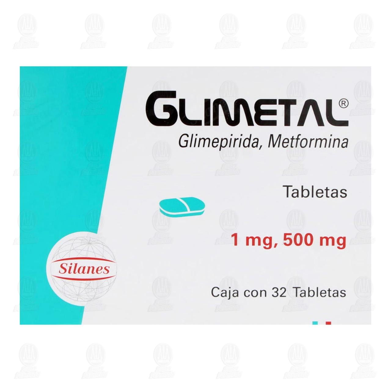 Glimetal 1mg/500mg, 32 Tabletas. image number 1