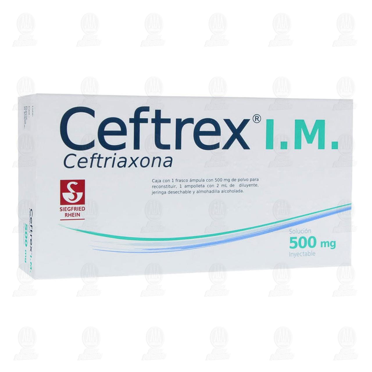 Imagen para Ceftriaxona Solución 500mg Inyectable Caja con Frasco Ámpula con 500mg de Polvo para Reconstituir, 1 Ampolleta con 2ml de Diluyente, Jeringa Desechable Y Almohadilla Alcolchada