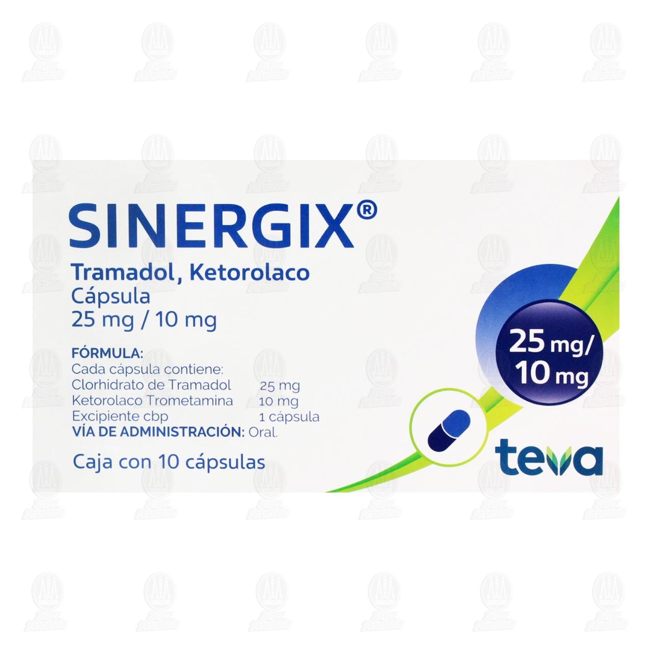 Sinergix 25mg/10mg, 10 C&aacute;psulas. image number 2