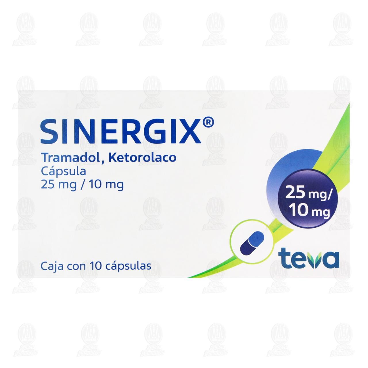 Sinergix 25mg/10mg, 10 C&aacute;psulas. image number 1