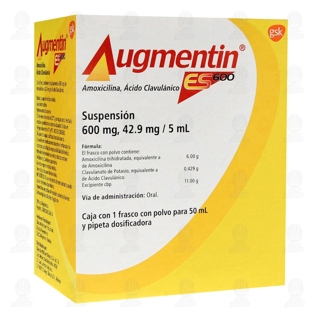 Augmentin ES 600mg/42.9/5ml Suspensi&oacute;n, 50 ml. image number 0