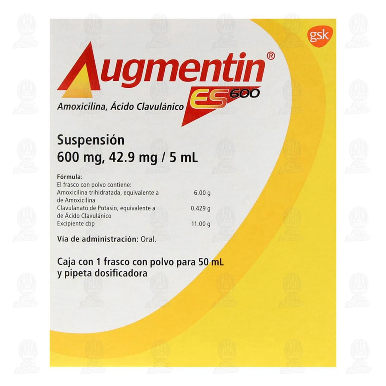 Augmentin ES 600mg/42.9/5ml Suspensi&oacute;n, 50 ml. image number 2