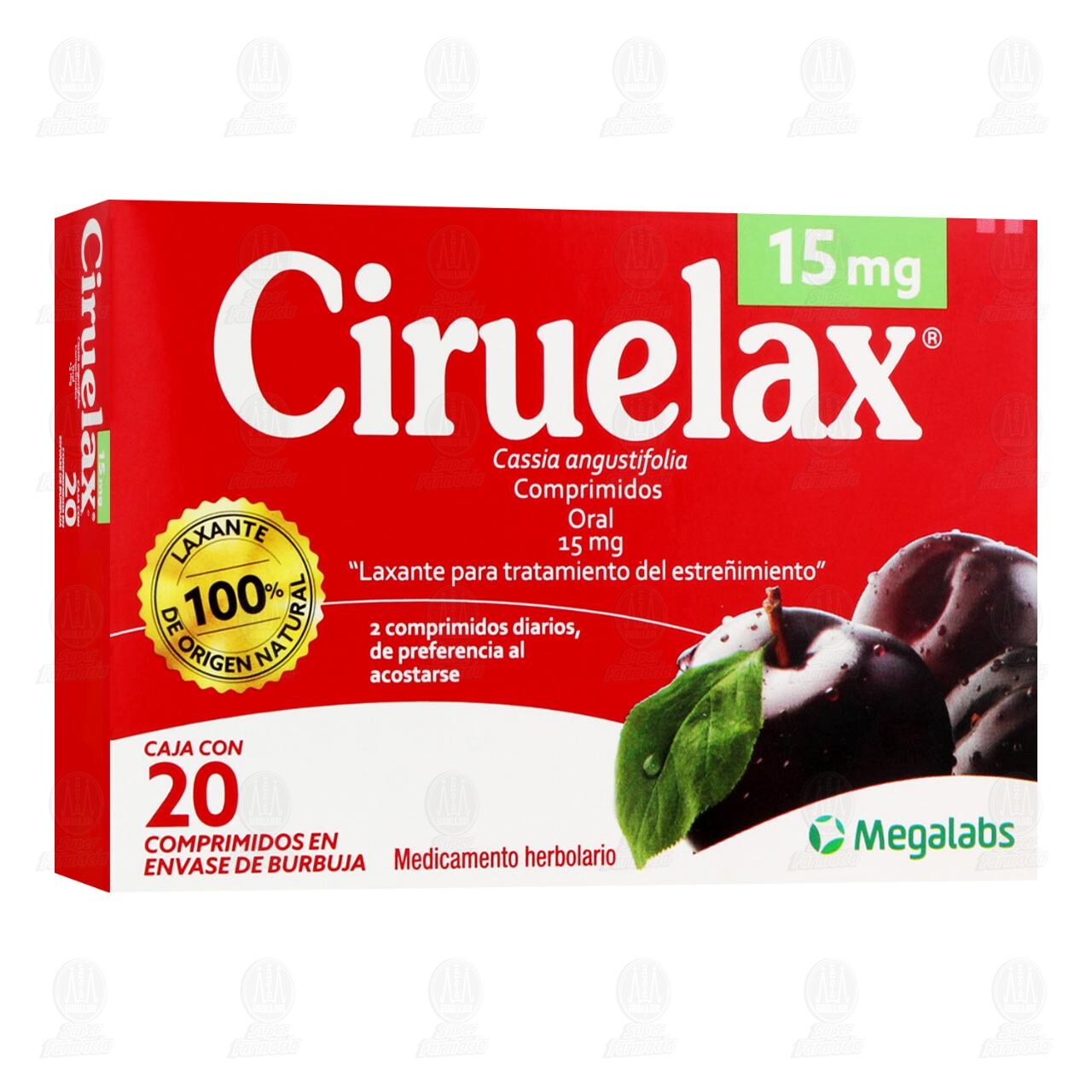 Ciruelax 15 mg, 20 Comprimidos. image number 0