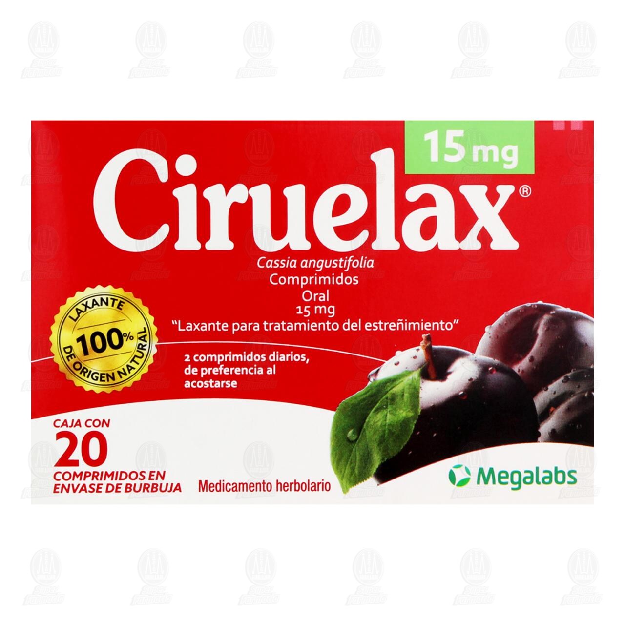 Ciruelax 15 mg, 20 Comprimidos. image number 1