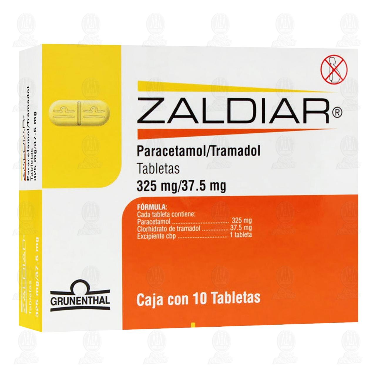 Zaldiar 325mg/37.5mg, 10 Tabletas. image number 0