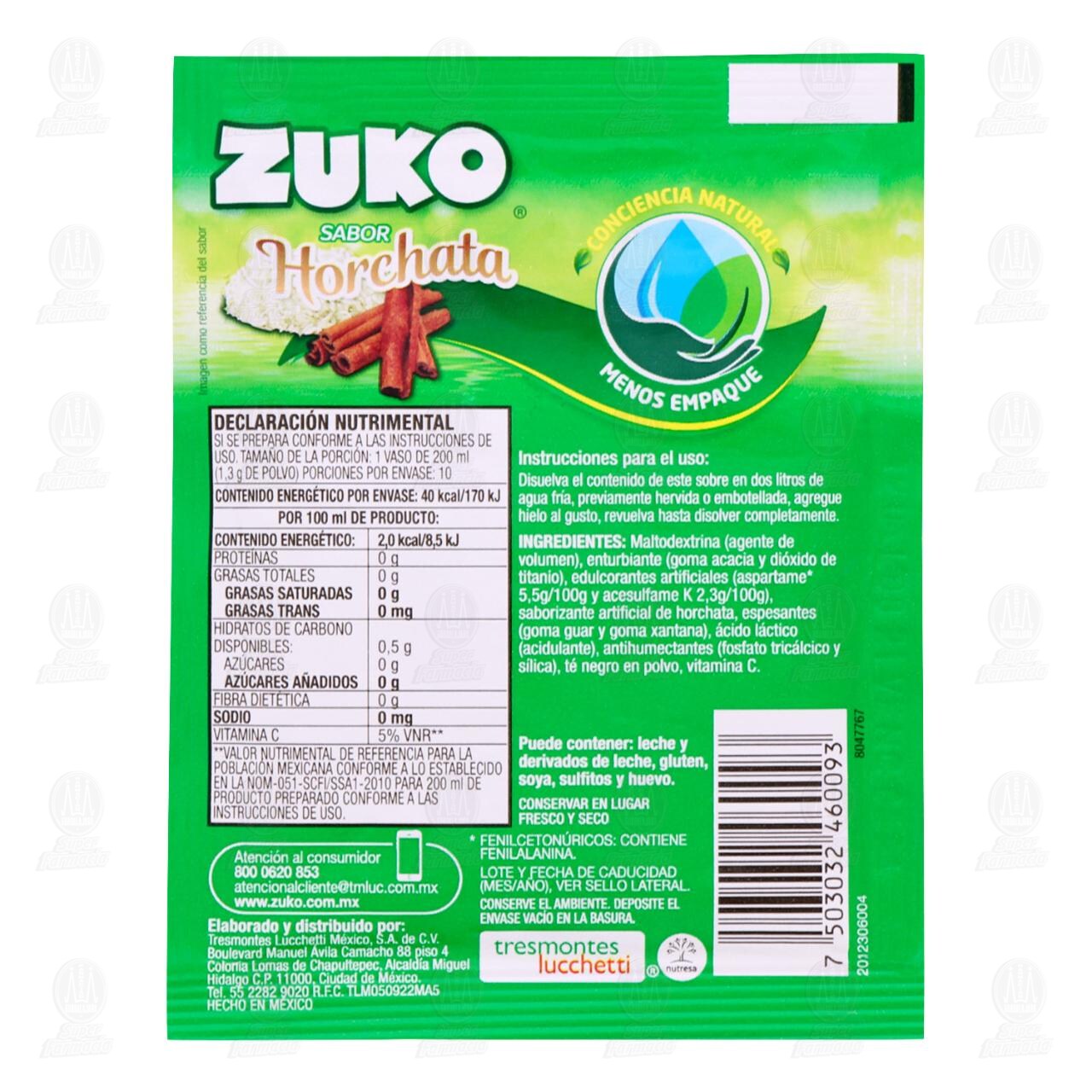 Bebida en Polvo Zuko Sabor Horchata, 13 gr. image number 1