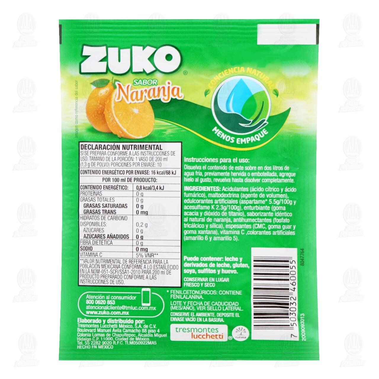 Bebida en Polvo Zuko Sabor Naranja, 13 gr. image number 1