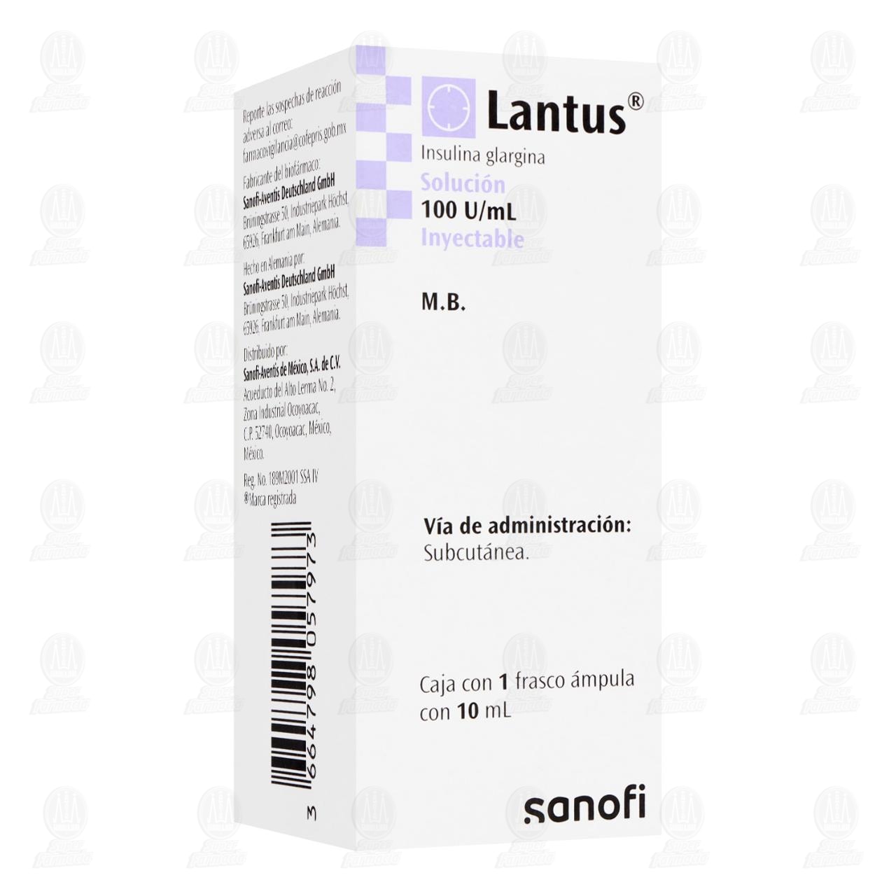 Lantus 100UI/ml Soluci&oacute;n Inyectable &Aacute;mpula, 10 ml. image number 0
