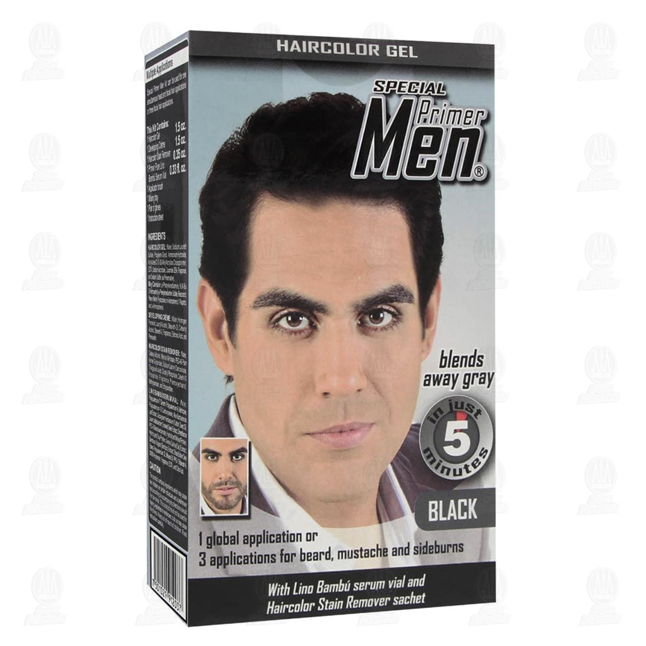 Imagen para Tinte en gel Loquay Special Primer Men color negro para hombre, cubre las canas en sólo 5 minutos, contiene ampolleta de lino bambú y sachet de removedor de manchas de tinte en la piel. Contiene 8 pie