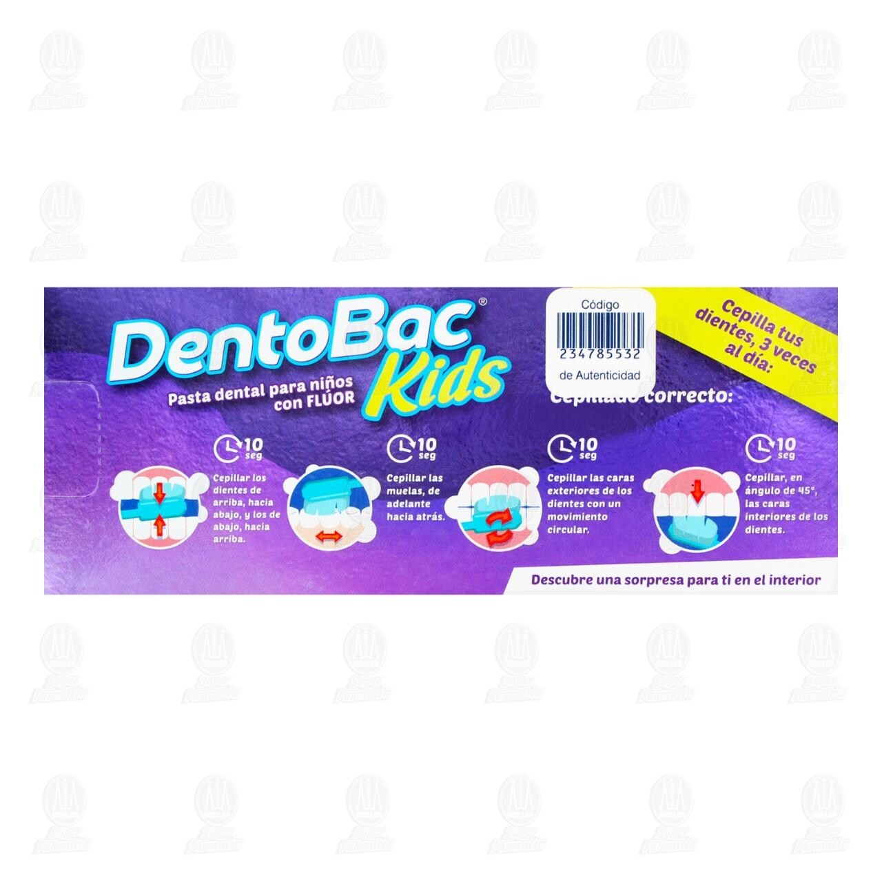 Pasta Dental Dentobac Kids Sabor Uva, 60 ml. image number 2