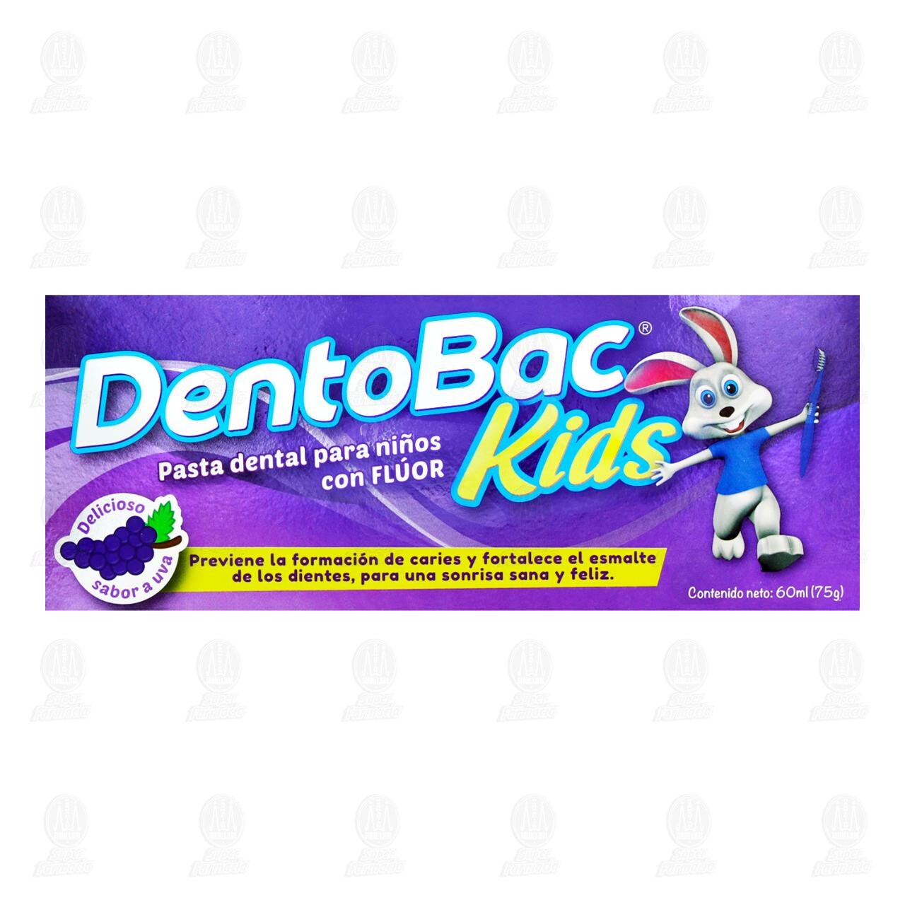 Pasta Dental Dentobac Kids Sabor Uva, 60 ml. image number 1