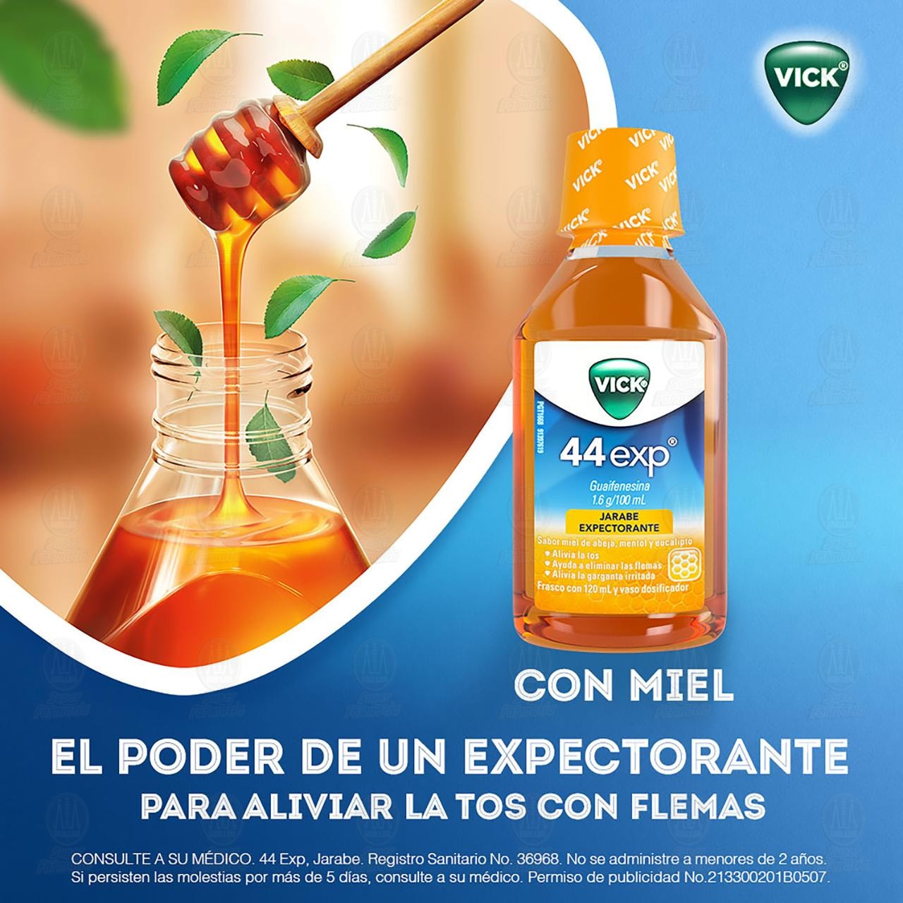 Vick 44 Jarabe Exp Sabor a Miel de Abeja, Mentol y Eucalipto, 120 ml. image number 3