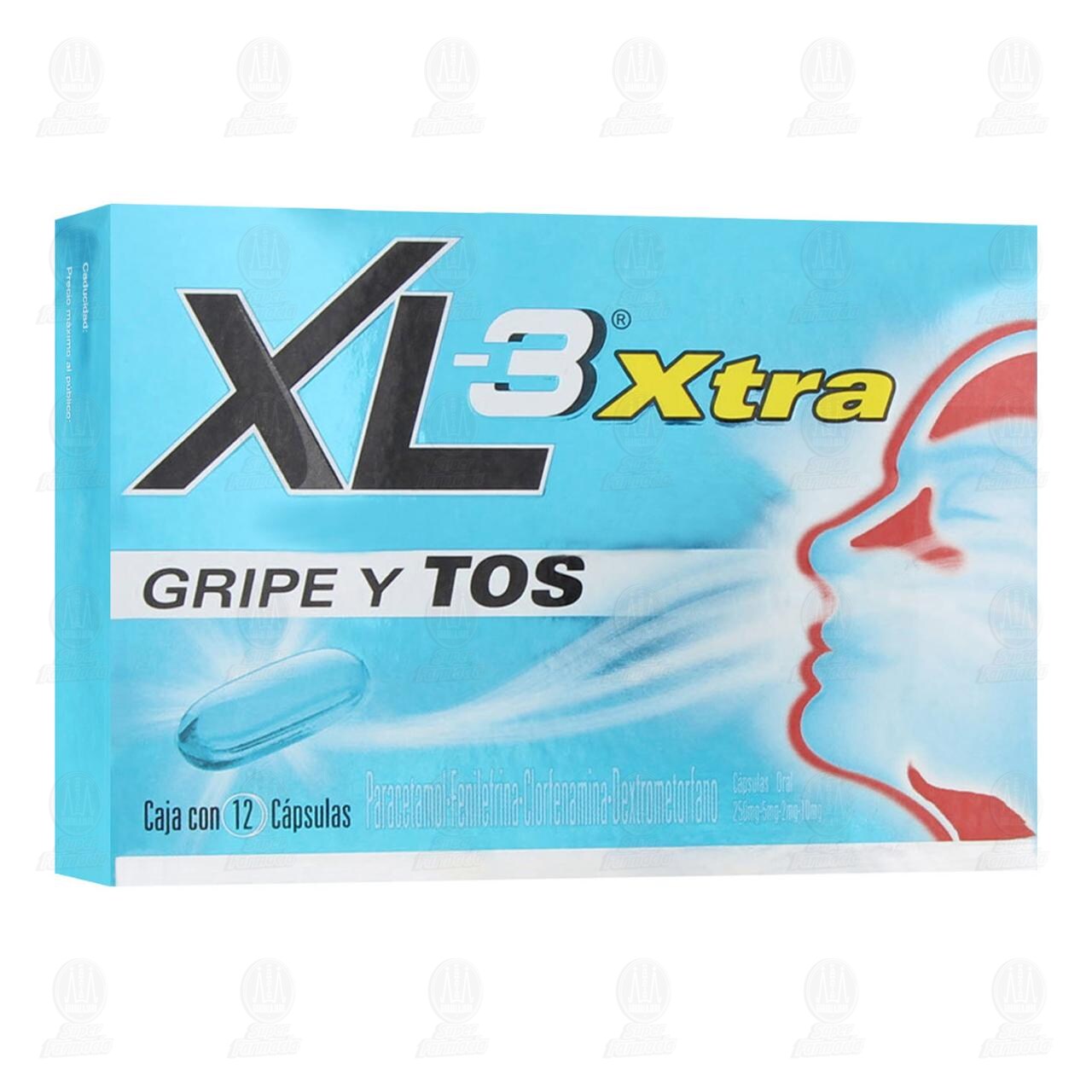 Xl-3 Xtra Gripe y Tos, 12 Cápsulas. image number 0