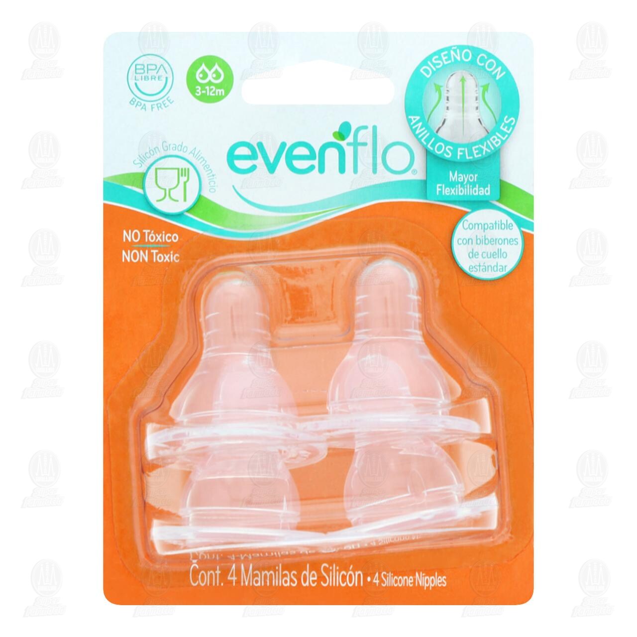 Mamilas Evenflo de Flujo Medio, 4 pzas.