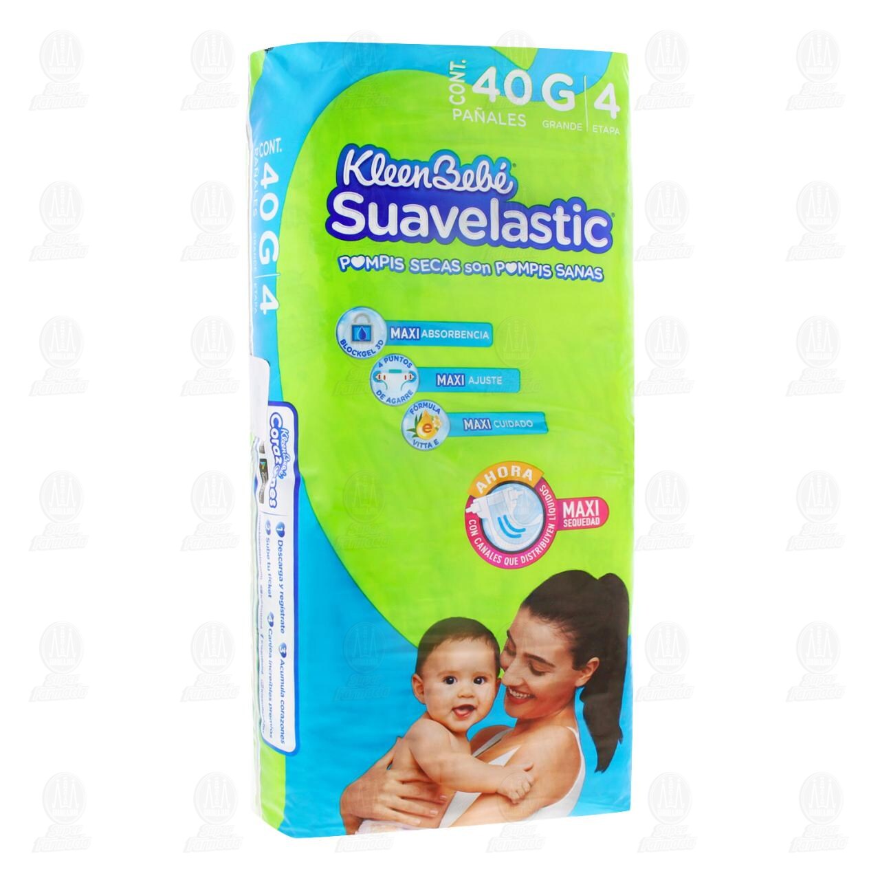 Pañales para Bebé KleenBebé Suavelastic Etapa 4 G, 40 pzas.