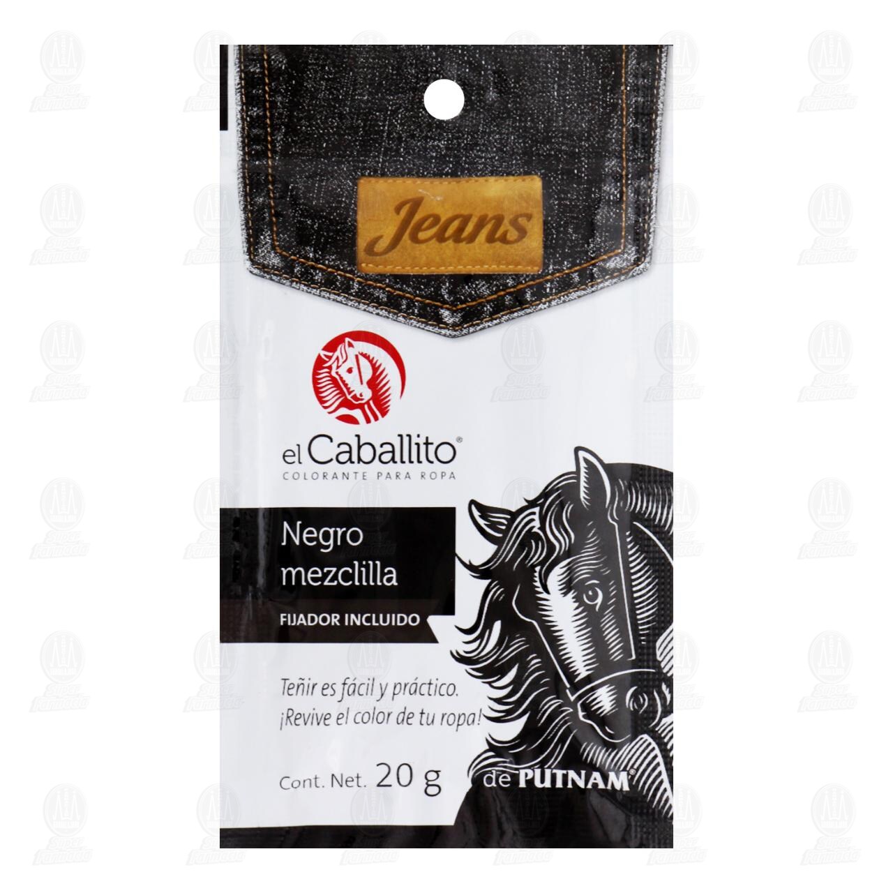 Colorante para Ropa El Caballito Jeans Negro Mezclilla, 20 gr. image number 0
