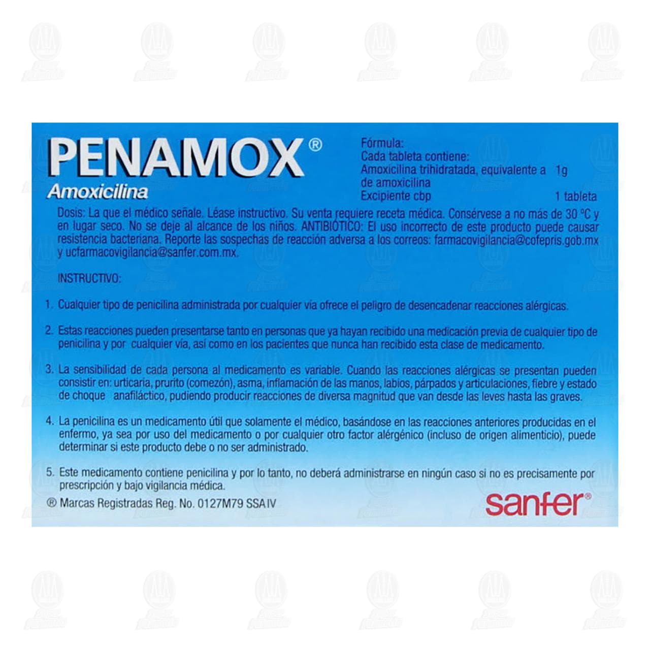 Penamox 1 gr, 12 Tabletas. image number 2