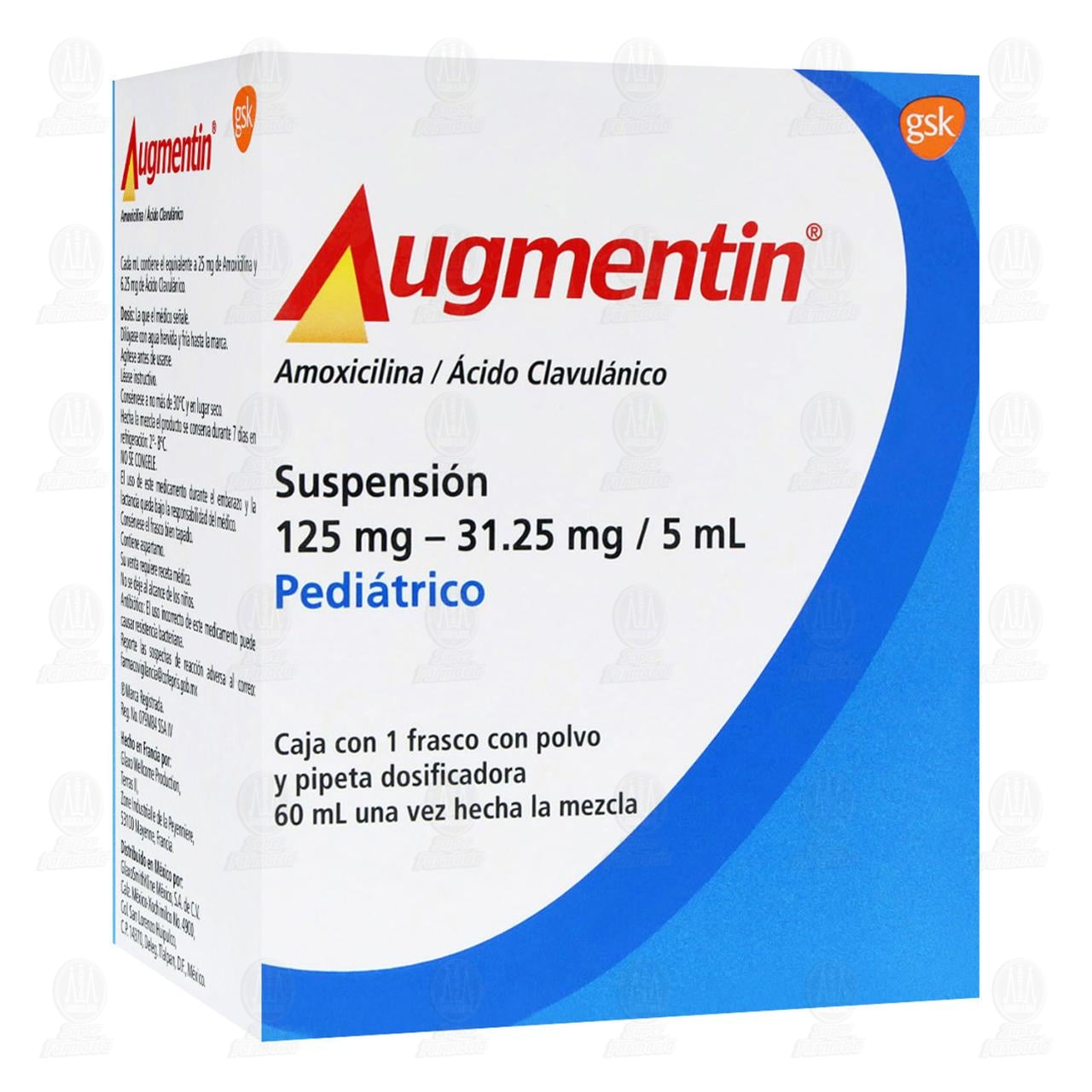 Augmentin 125mg/31.25mg/5ml Suspensi&oacute;n Pedi&aacute;trico, 60 ml.