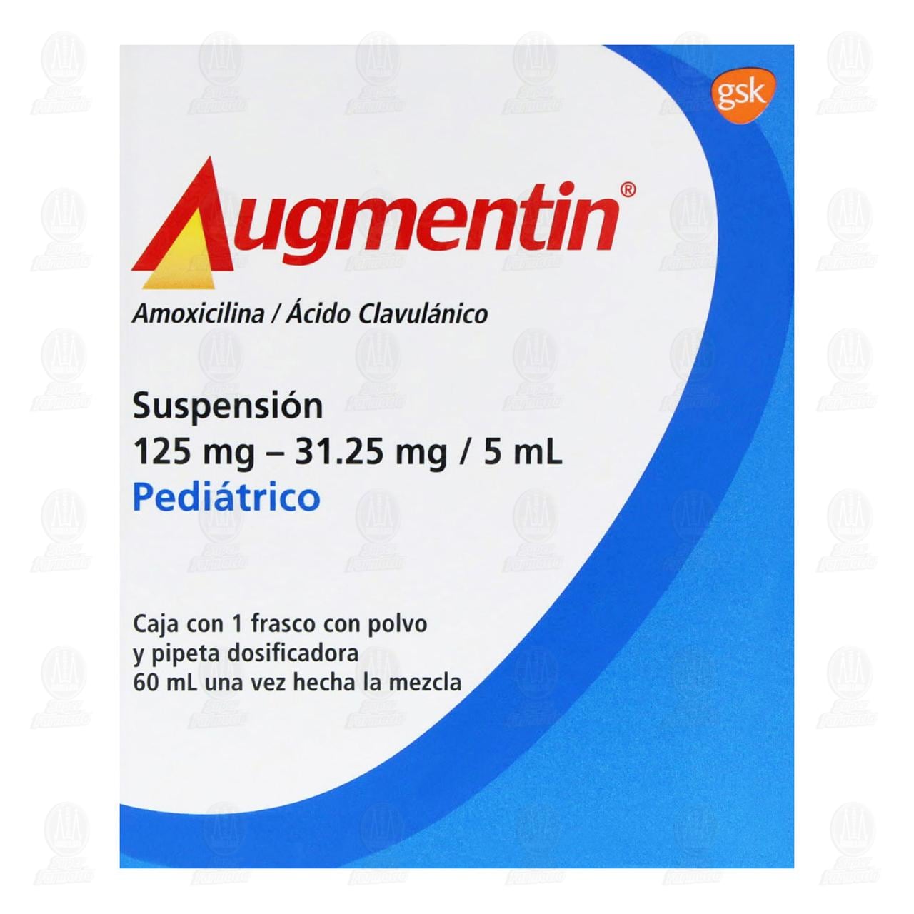 Augmentin 125mg/31.25mg/5ml Suspensi&oacute;n Pedi&aacute;trico, 60 ml. image number 1