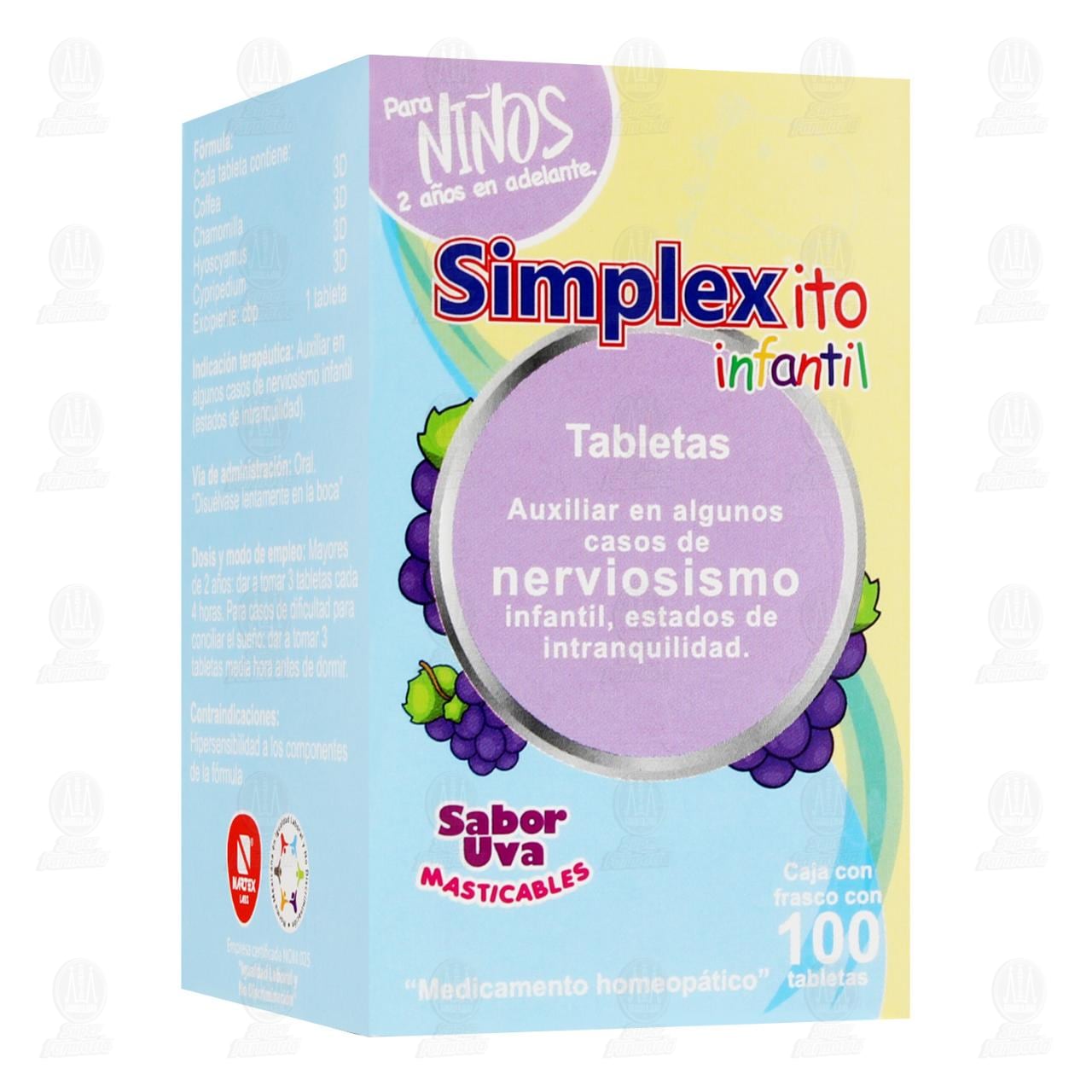 Simplexito Infantil Sabor Uva, 100 Tabletas. image number 0