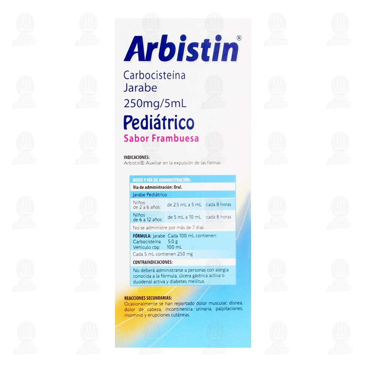 Arbistin Jarabe Pedi&aacute;trico Sabor Frambuesa 250mg/5ml, 150 ml. image number 2