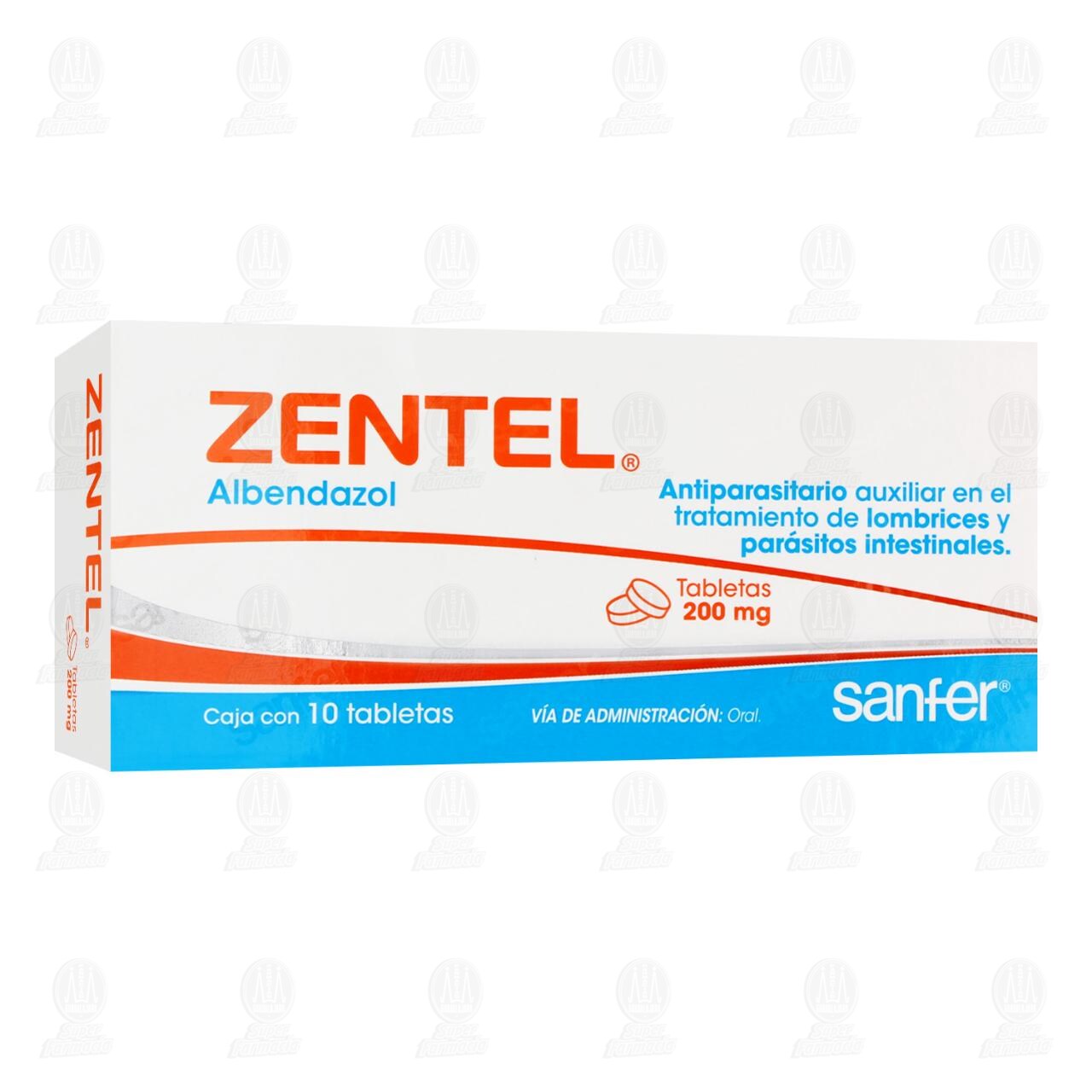 Zentel 200 mg, 10 Tabletas. image number 0