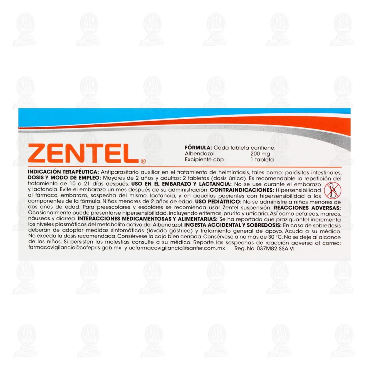 Zentel 200 mg, 10 Tabletas. image number 2