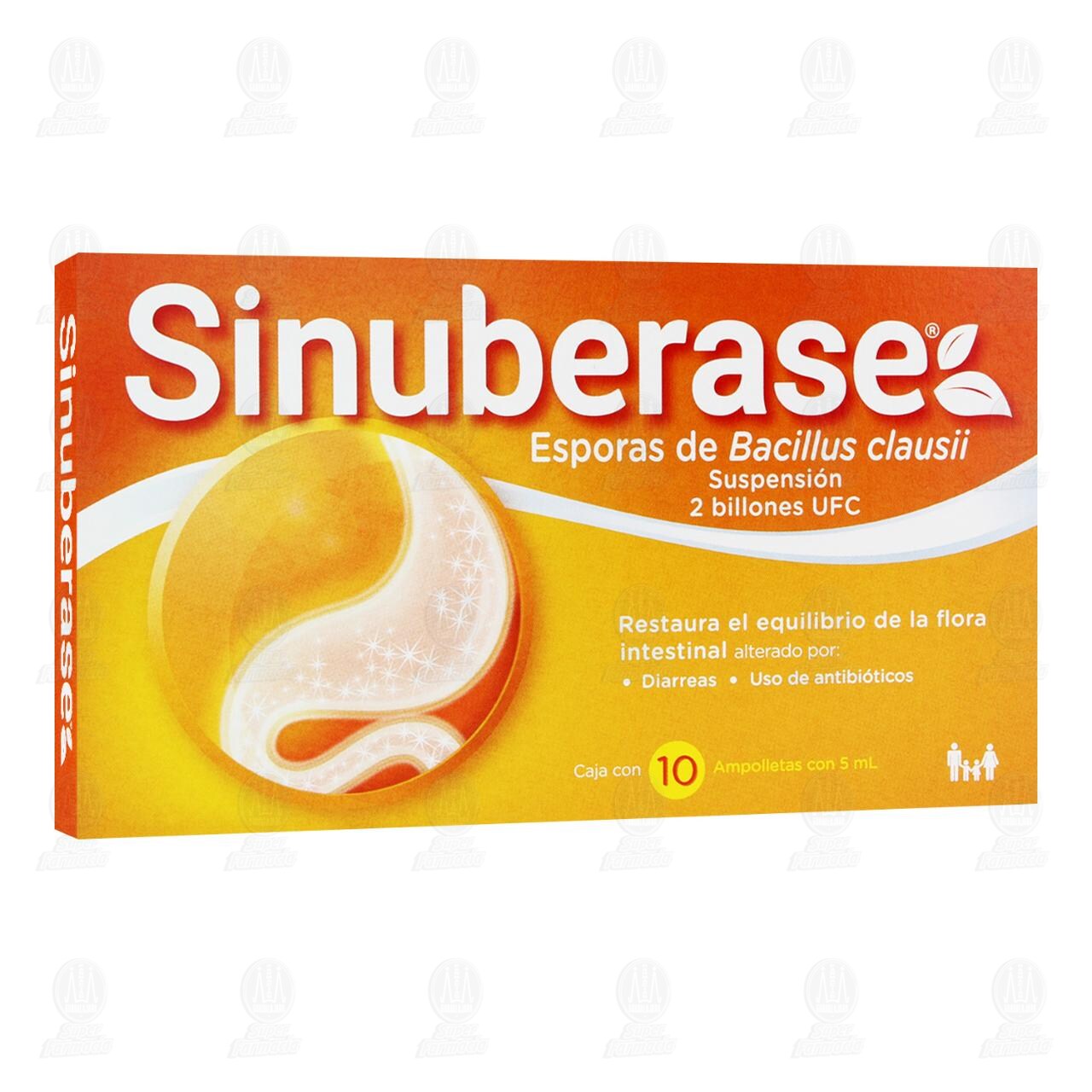 Sinuberase Probióticos Suspensión Basillus Clausii 2 Billones de UFC, 10 Ampolletas.