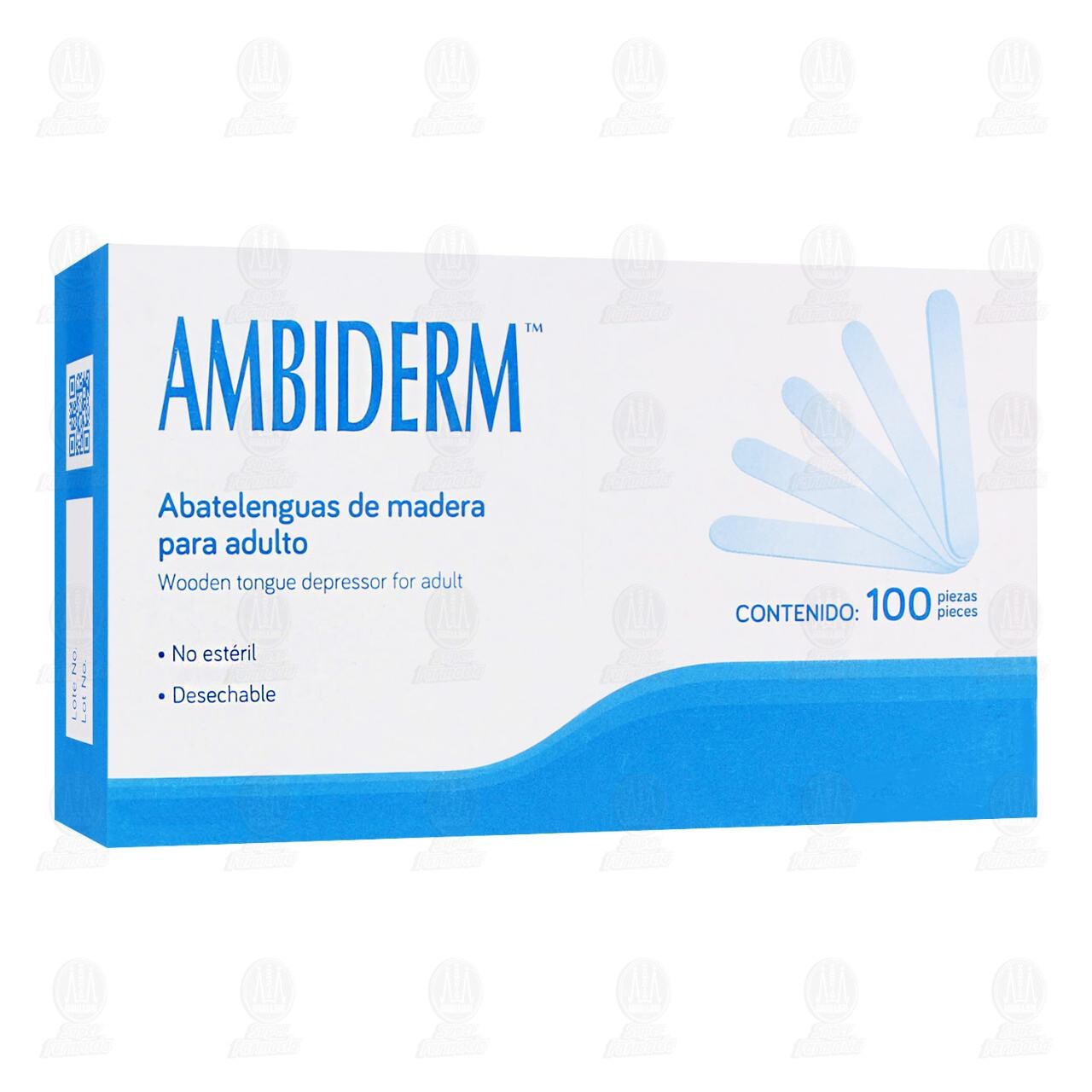 Abatelenguas de Madera Ambiderm para Adulto, 100 pzas. image number 0