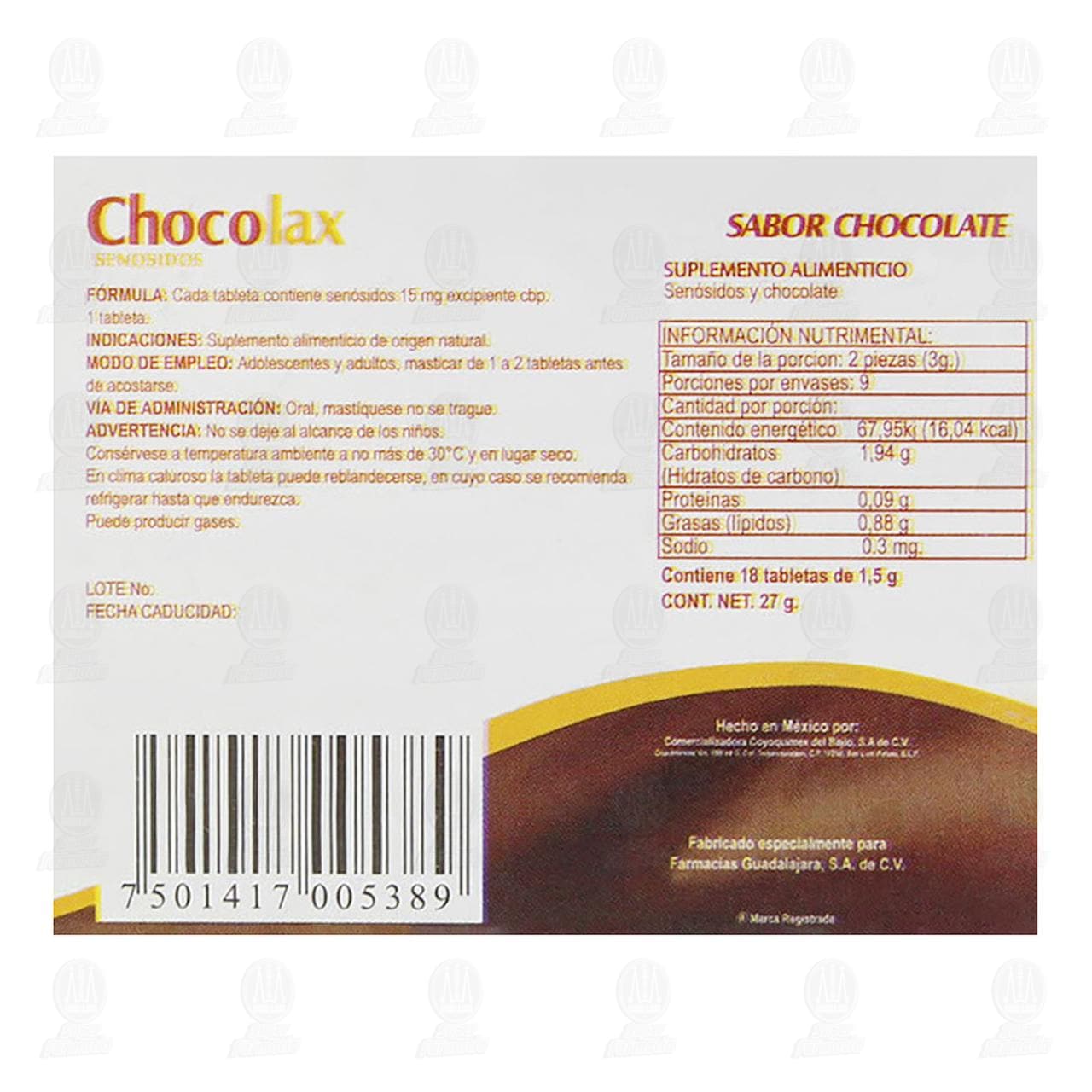 Chocolax 15 mg, 18 Tabletas Pharmalife. image number 2