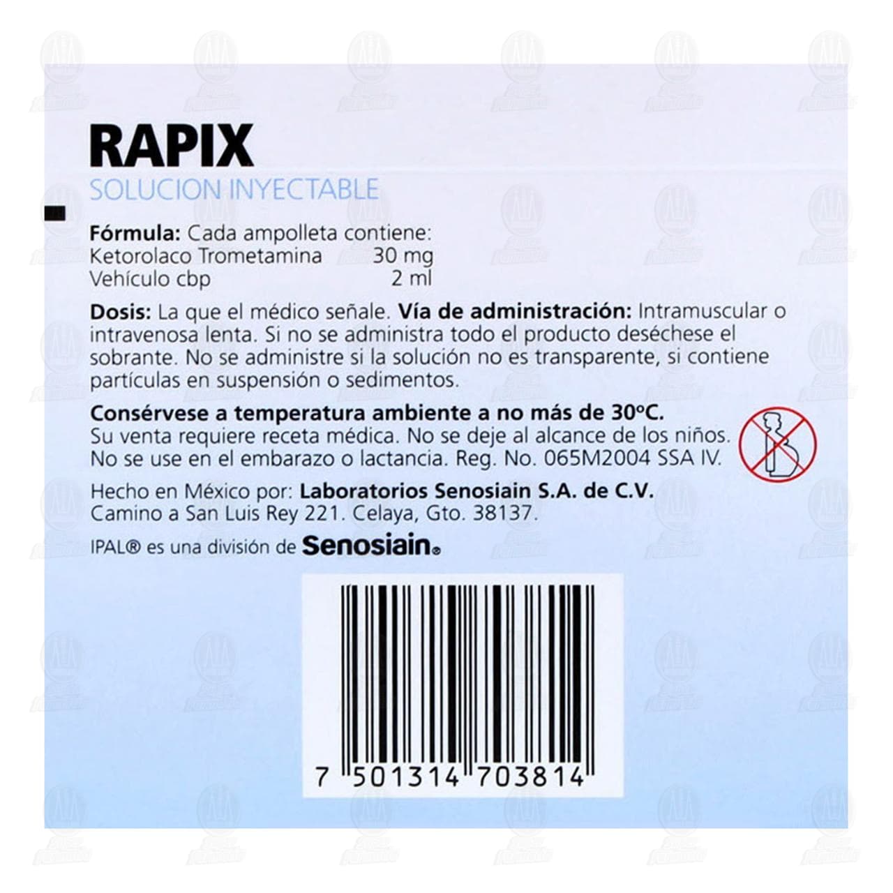 Rapix 30mg/2ml Soluci&oacute;n Inyectable, 3 ampolletas. image number 2