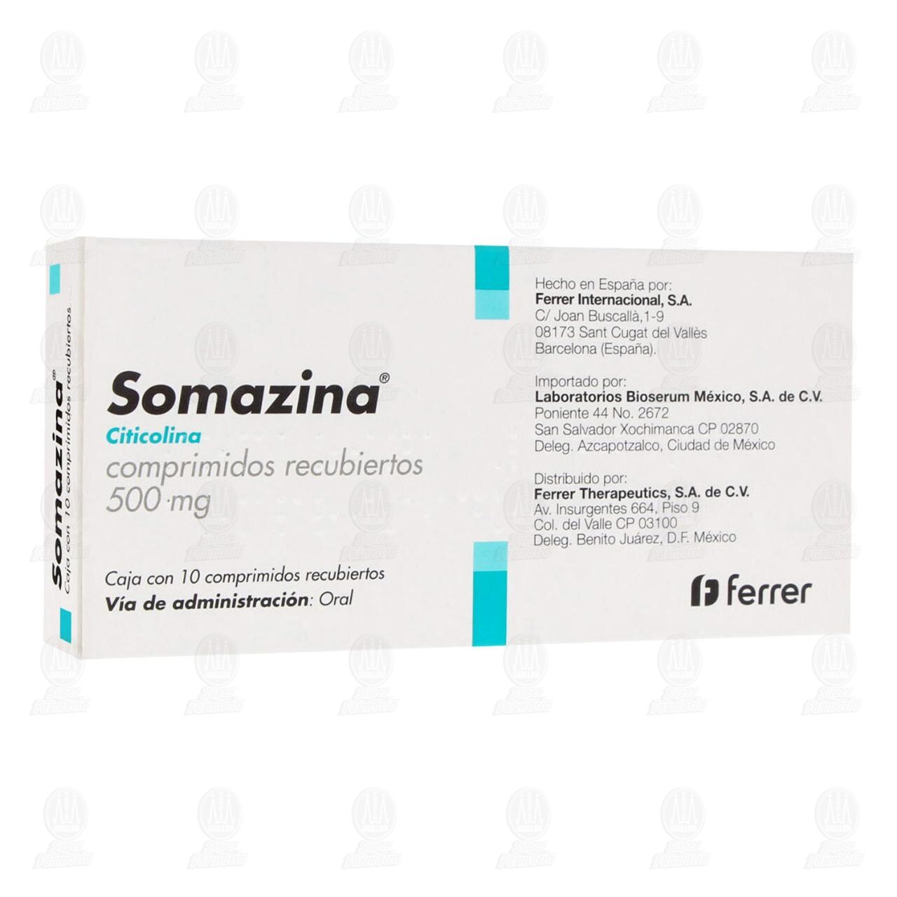 Somazina 500 mg, 10 Comprimidos. image number 0